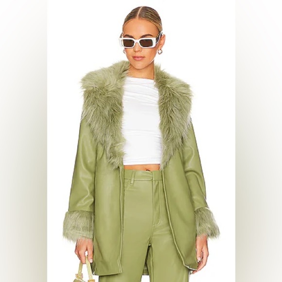 NWT Show Me Your Mumu Penny Lane Faux Leather Wrap Jacket Sage Green - Small - Picture 7 of 10